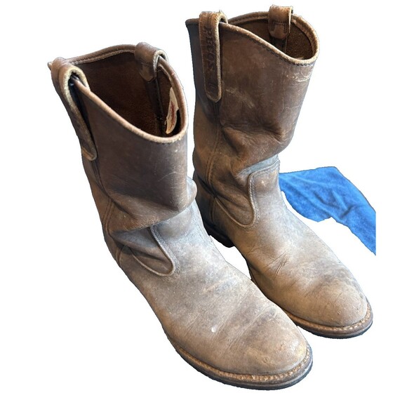 Red Wing 1097 Pecos Leather Work Boots USA Size 8.5D 80's Thrashed Distressed - Picture 2 of 15